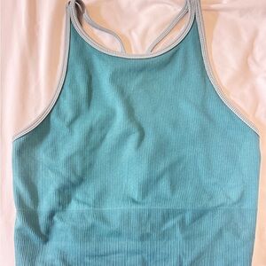 Athleta Teal Ribbed Sports Bra - Size Medium